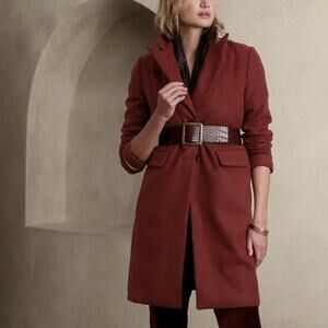 BANANA REPUBLIC Double Cloth Coat Dark Spiced Rum Red Maroon
